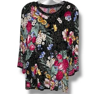 Johnny Was Multicolor Floral Blouse